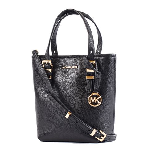 MICHAEL KORS 專櫃款 Quinn 荔枝紋手提/斜背二用包-黑/迷你款  