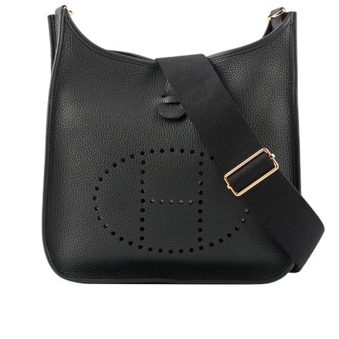 HERMES 金釦 Evelyne 29 斜背包 (黑色) H056277CC89