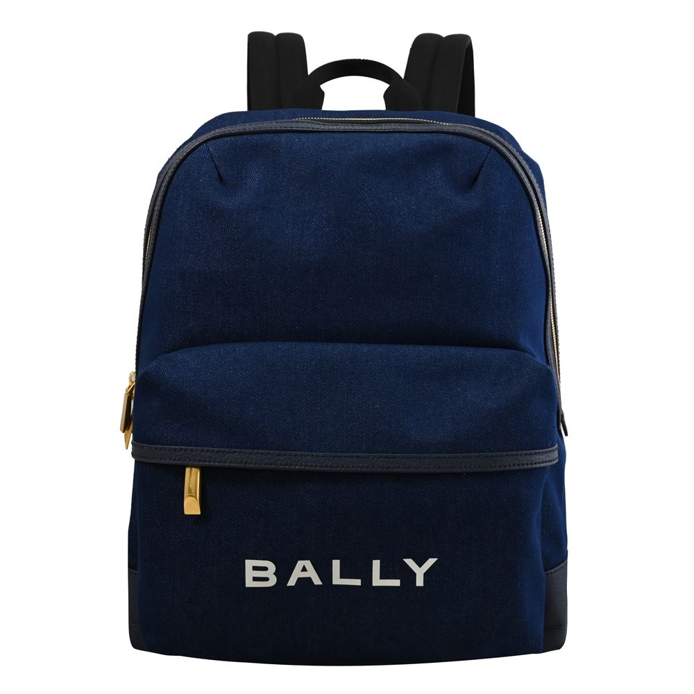 BALLY TRECK 簡約燙印LOGO帆布商旅大後背包.牛仔藍