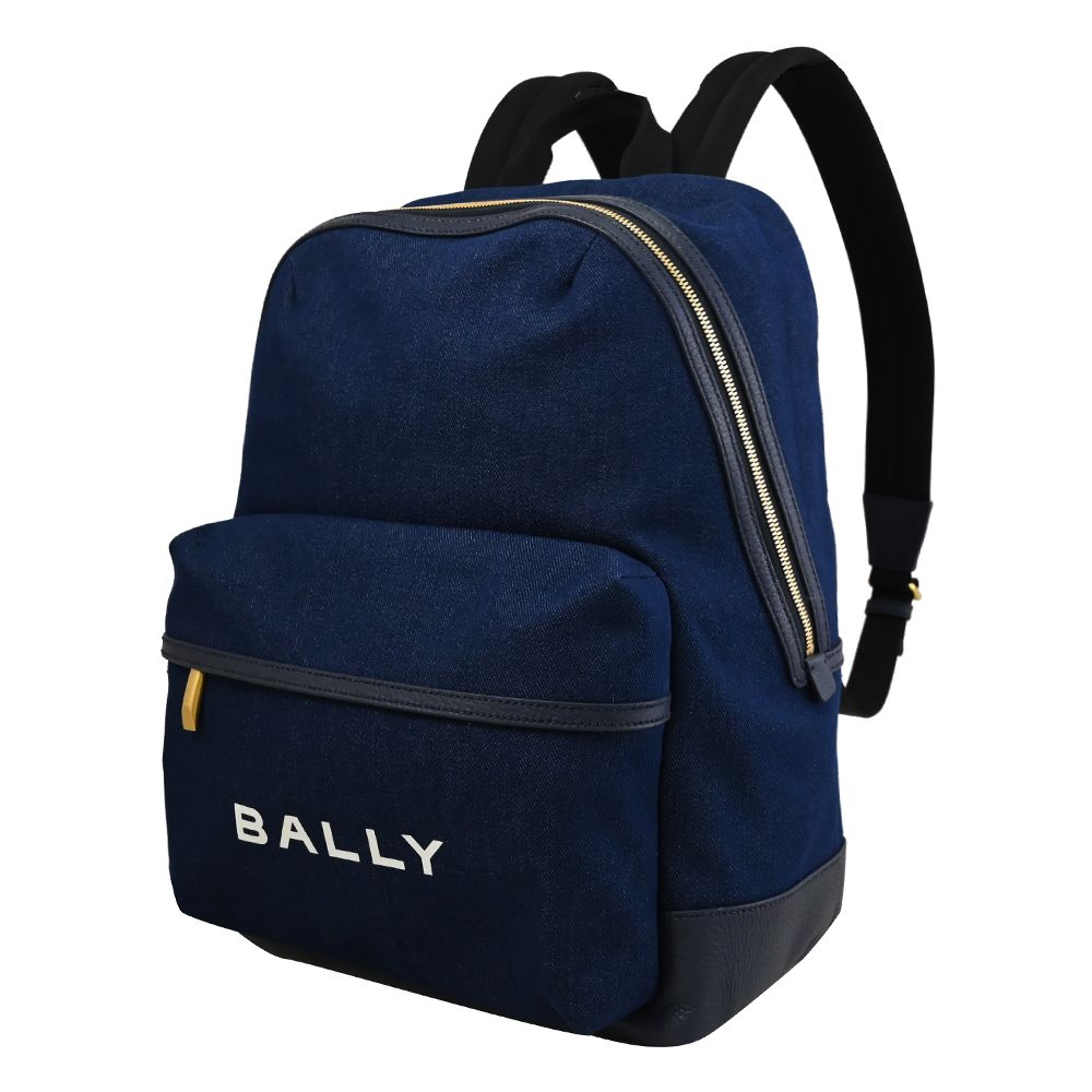 BALLY TRECK 簡約燙印LOGO帆布商旅大後背包.牛仔藍