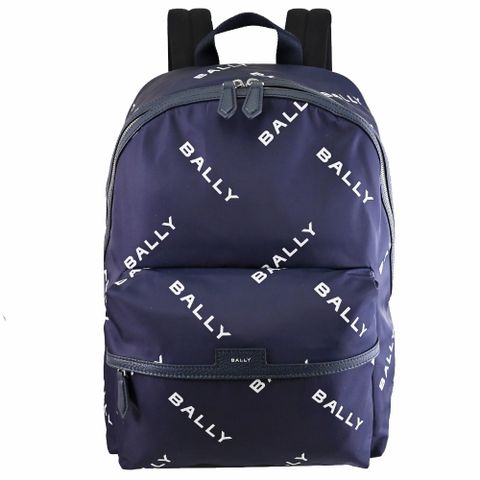 BALLY 6306644 CODE 滿版LOGO尼龍商旅休閒大後背包.深藍