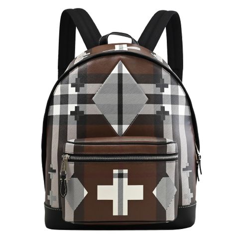 BURBERRY 8051349 JETT 品牌新款印花商旅拉鍊大後背包.樺木棕