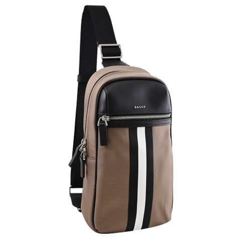 BALLY 6310071 TERREL 金屬LOGO帆布單肩後背/胸口包.棕褐色