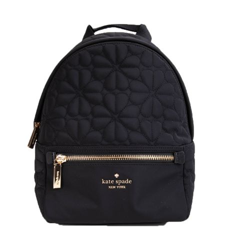 KATE SPADE Logo絎縫尼龍小型後背包(黑色)