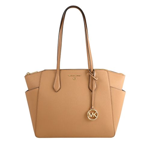 Michael Kors MARILYN 防刮皮革肩背托特包.淺咖色