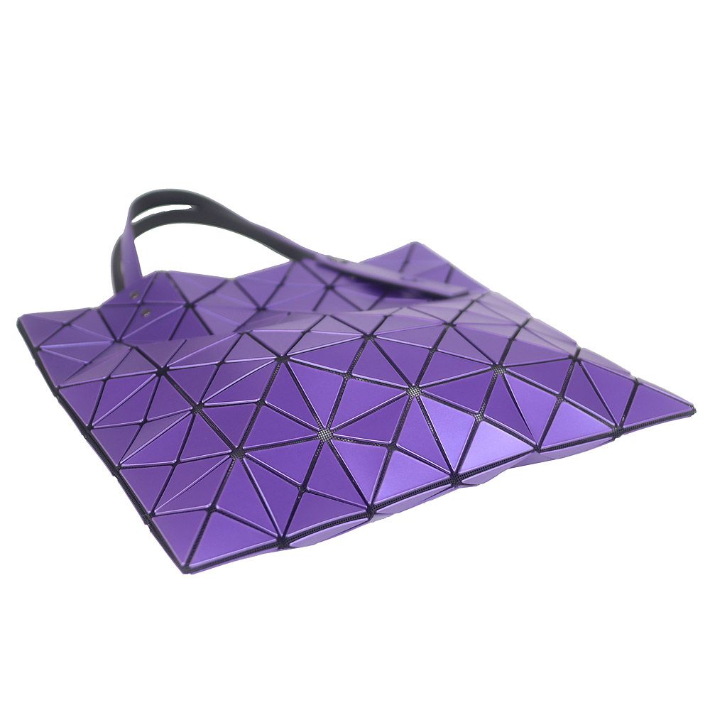 Issey Miyake 三宅一生BAOBAO 螢光紫色皮紋方格6x6側肩/手提包
