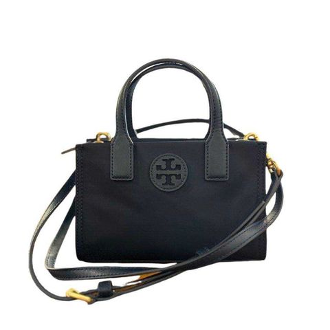 TORY BURCH ELLA 縫線logo尼龍斜背 手提兩用迷你托特包 黑色