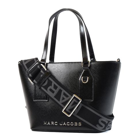 MARC JACOBS 金屬LOGO十字紋防刮手提/斜背二用包-黑色