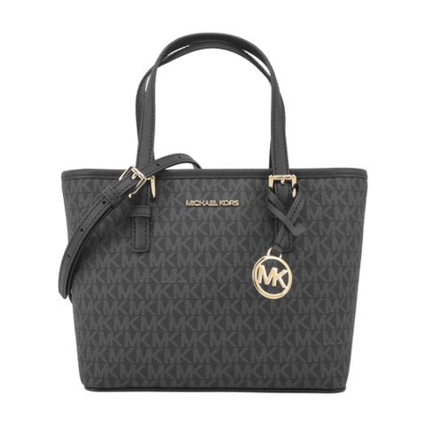 MICHAEL KORS JET SET滿版手提斜背迷你托特兩用包-黑