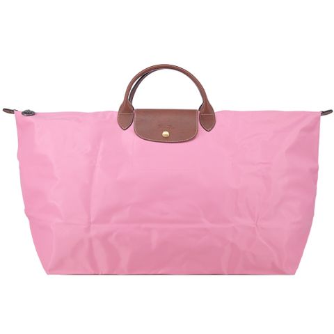 LONGCHAMP LE PLIAGE系列短把再生尼龍摺疊水餃旅行袋(特大/棉花糖粉)