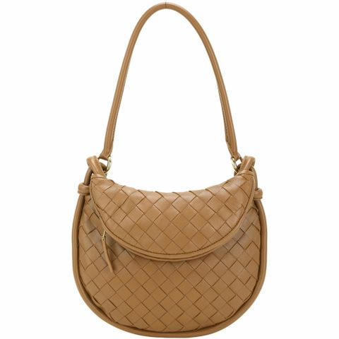 BOTTEGA VENETA 寶緹嘉 Gemelli 編織羊皮雙子半月包(小/白蘭地棕)