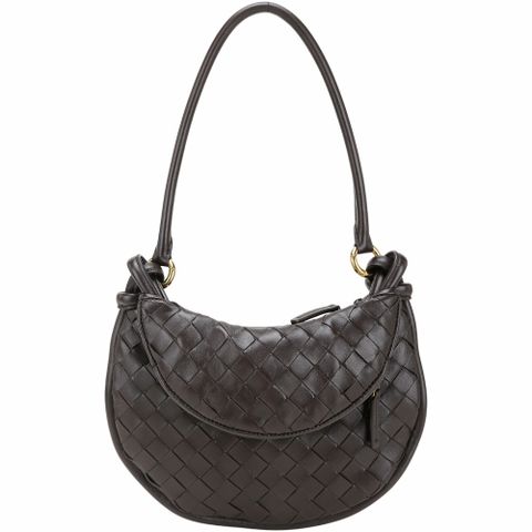 BOTTEGA VENETA 寶緹嘉 Gemelli 編織羊皮雙子半月包(小/深咖啡)