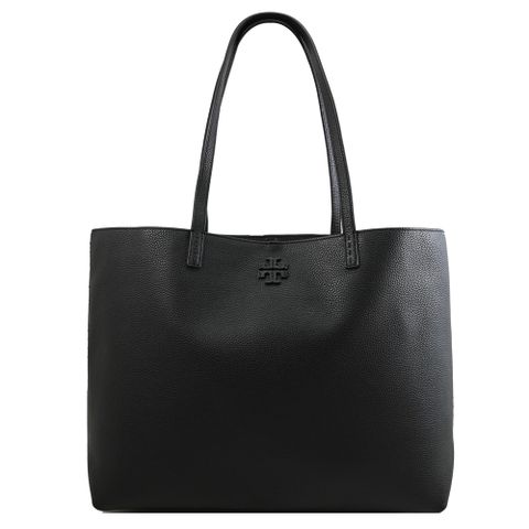 TORY BURCH 152221 Mcgraw 荔枝皮革肩背大托特包.黑