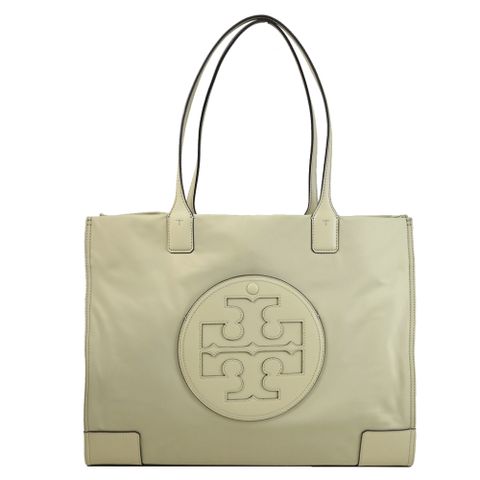 TORY BURCH 87116 經典LOGO尼龍皮邊飾大托特包.淺綠