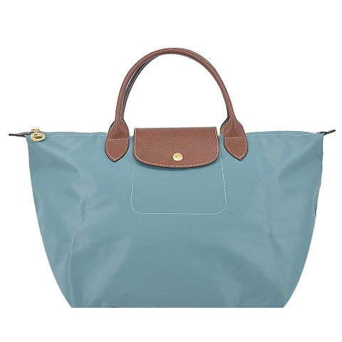 LONGCHAMP LE PLIAGE系列短把再生尼龍摺疊水餃包(中/尤加利綠)