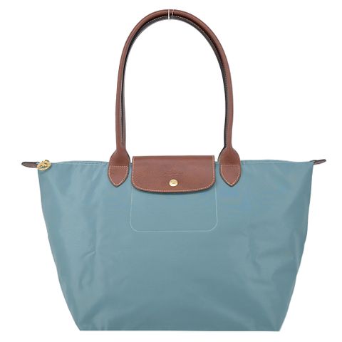 LONGCHAMP LE PLIAGE系列長把再生尼龍摺疊水餃包(大/尤加利綠)