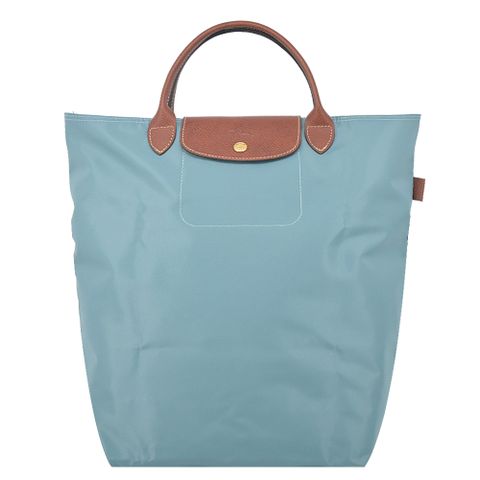 LONGCHAMP LE PLIAGE系列短把再生尼龍手提包(中/尤加利綠)