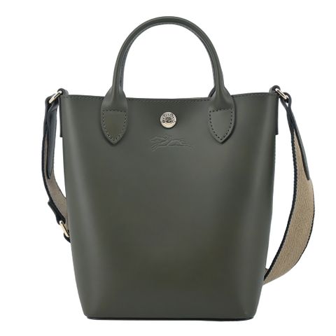 LONGCHAMP ÉPURE系列滑面牛皮手提/斜背兩用包(迷你/卡其綠)