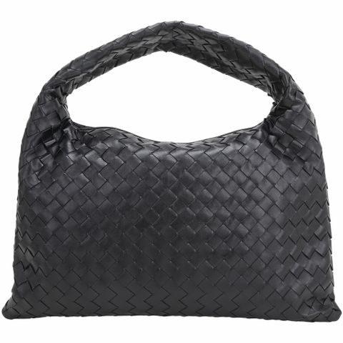 BOTTEGA VENETA 寶緹嘉 BV 小款 Hop 小牛皮編織肩背包(黑色)