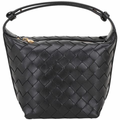 BV BOTTEGA VENETA 寶緹嘉 Candy Wallace 小牛皮編織肩背腋下包(黑色)