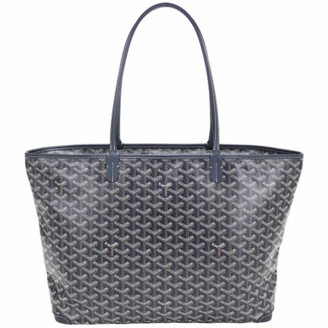 GOYARD Artois MM 中款 高雅得防水圖騰帆布肩背拉鍊托特包(深藍)
