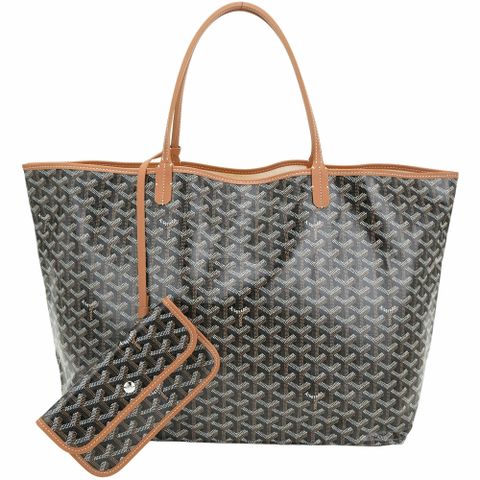 GOYARD 高雅德 St. Louis GM 大款 高雅得防水圖騰帆布肩背托特包(棕色/附收納袋)