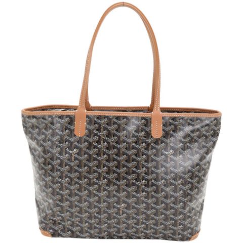 GOYARD 高雅德 Artois PM 小型/拉鍊款 高雅得防水圖騰帆布肩背托特包(棕色)