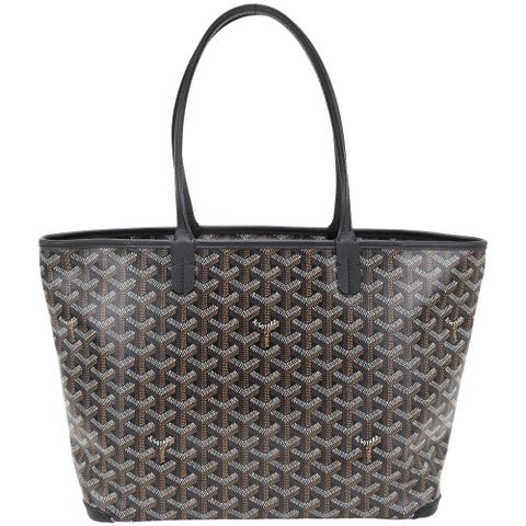 GOYARD 高雅德 Artois PM 小型/拉鍊款 高雅得防水圖騰帆布肩背托特包(黑色)