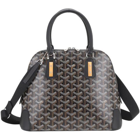 GOYARD Vendome PM 小款 高雅德 老花圖騰帆布手提/肩斜背貝殼包(黑色)
