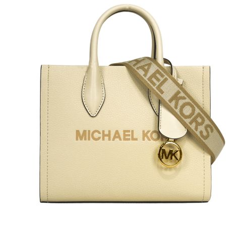 Michael Kors Mirella 荔枝皮革刺繡背帶小款二用托特包(奶油白) 35S4G7ZC5L LTCREAM