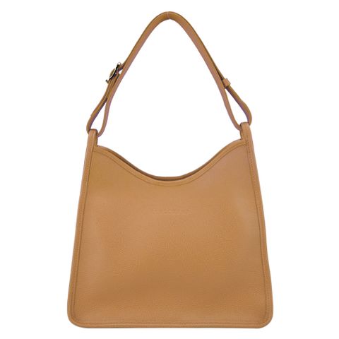 LONGCHAMP LE FOULONNÉ系列牛皮單肩包(中/胡桃棕)