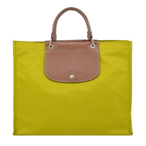 LONGCHAMP CABAS LONGCHAMP系列再生尼龍手提包(大/奇異果綠)