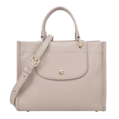 LONGCHAMP CABAS LONGCHAMP系列梅蒂斯羊皮手提/斜背兩用包(小/泥褐)