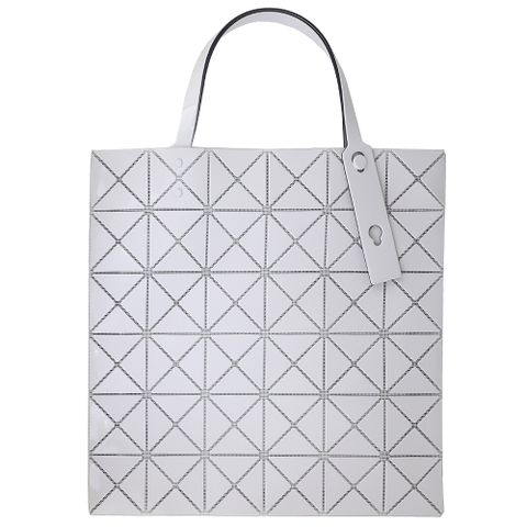 ISSEY MIYAKE 三宅一生 BAOBAO 白灰色亮面方格6x6側肩/手提包