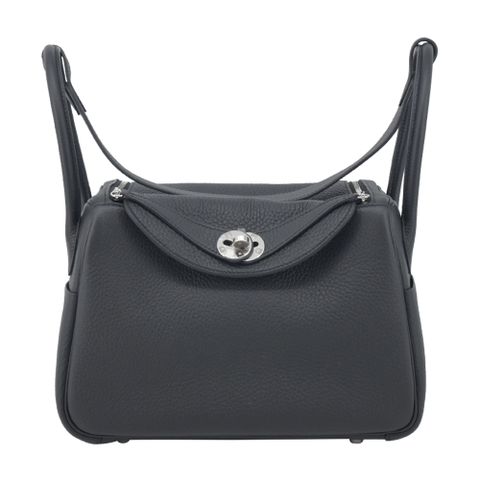 Hermes 愛馬仕 Lindy 26CM W刻 T/C牛皮兩用包(89經典黑/銀釦)