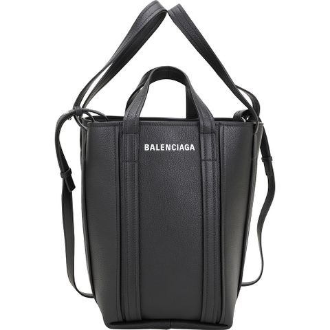 BALENCIAGA 巴黎世家 Everyday 2.0 North-South 粒面牛皮雙提把/斜背托特包(S/黑色)