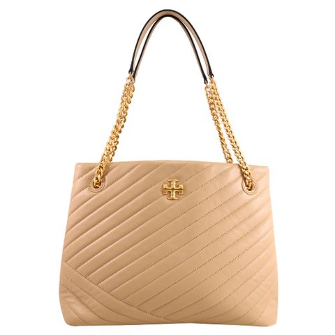 TORY BURCH 157016 KIRA 經典LOGO絎縫鏈帶單肩包.淺沙色