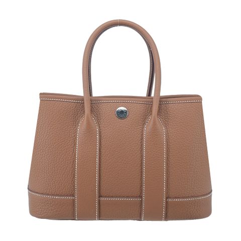 Hermes 愛馬仕 Mini Garden Party 水牛皮手提包(駝色/W刻/銀釦)
