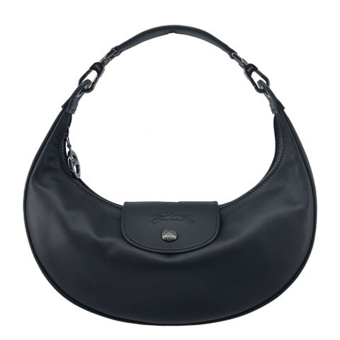 LONGCHAMP LE PLIAGE XTRA系列牛皮半月手提包(黑)