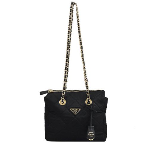 PRADA 1BG468 Re-Edition 1995 Chaîne Re-Nylon 尼龍側肩背包.黑