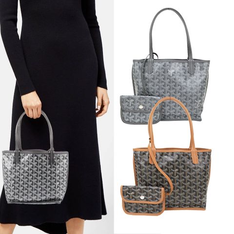 GOYARD Anjou 迷你 高雅得 Y字防水帆布x牛皮雙面托特包-2色可選