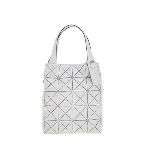 ISSEY MIYAKE 三宅一生 BAOBAO 新款PRISM PLUS三角格皮質5X4小型手提包 (淺灰)