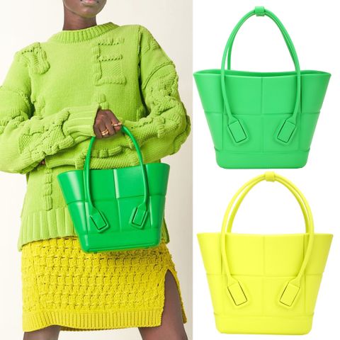 BOTTEGA VENETA 寶緹嘉 BV Arco 超輕量啞光橡膠 寬編織壓花托特包-2色可選