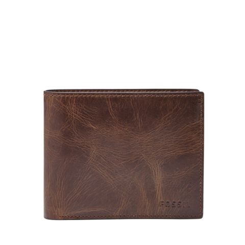 FOSSIL Derrick 真皮RFID 皮夾-深棕色 ML3687201