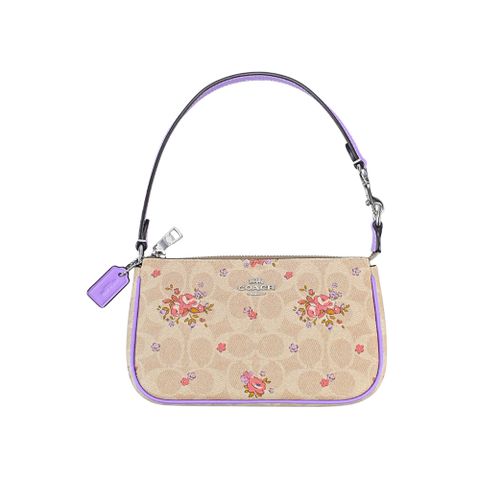 COACH NOLITA 19 雙色玫瑰印花沙色C LOGO PVC手提掛小包