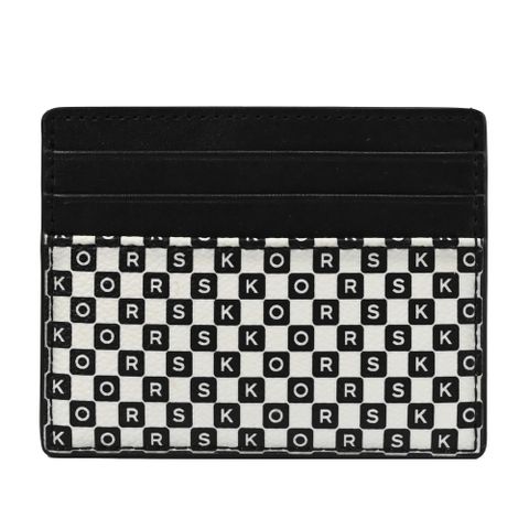 MICHAEL KORS COOPER 格子字母LOGO信用卡名片夾.黑白