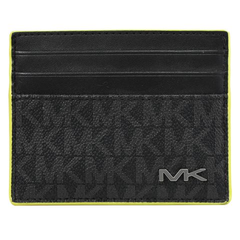 MICHAEL KORS COOPER 滿版MK紋信用卡名片夾.黑/綠邊