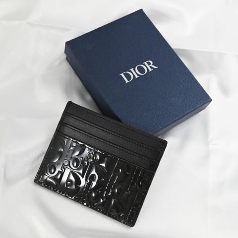 Christian Dior OBLIQUE 滿版LOGO漆皮六卡隨身卡夾.黑