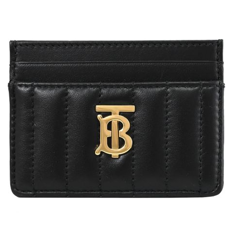BURBERRY 8062374 LOLA 絎縫小羊皮隨身證件卡夾.黑/金