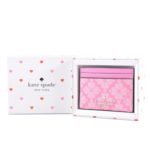 KATE SPADE 桃心防刮名片夾禮盒-粉色